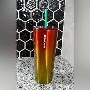 NWT Starbucks Orange Ombré Stainless Steel Venti Tumbler